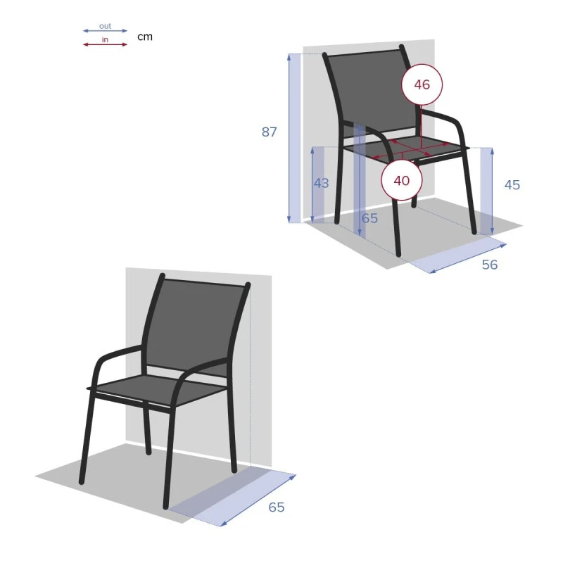 Fauteuil Empilable Piazza Hespéride Gris Galet/blanc – Image 3