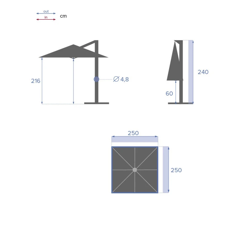 Parasol Décentré Carré Manoa Ardoise Hespéride – Image 4