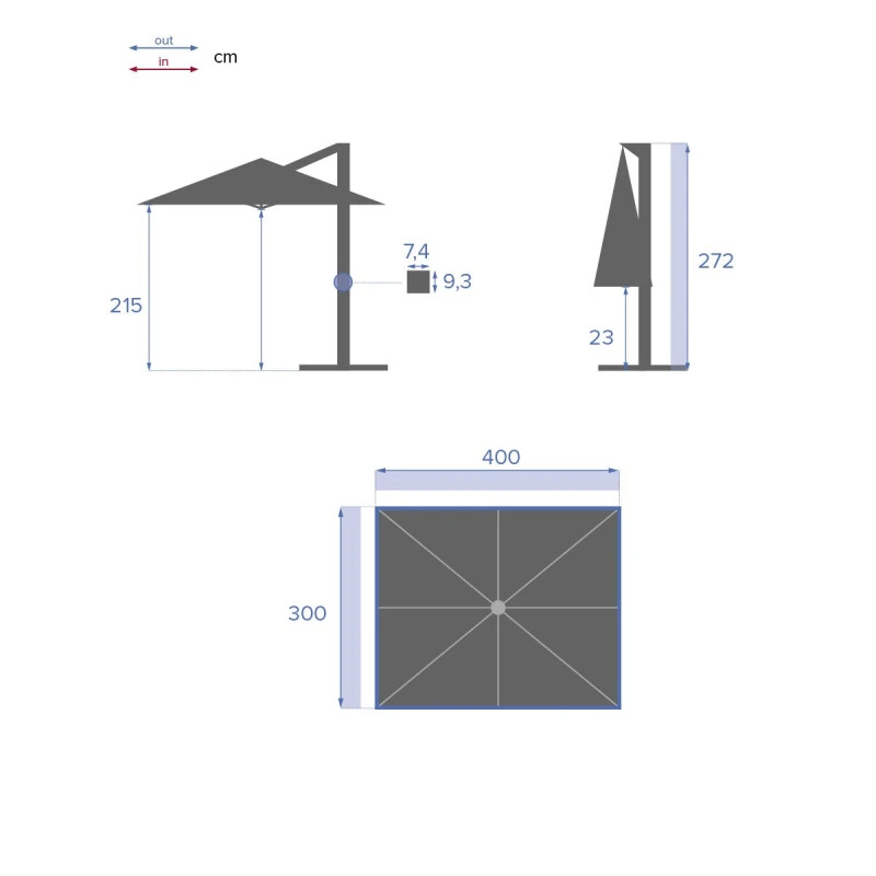Parasol Décentré Eléa Inclinable Rectangulaire Oléfine Anthracite Hespéride – Image 4
