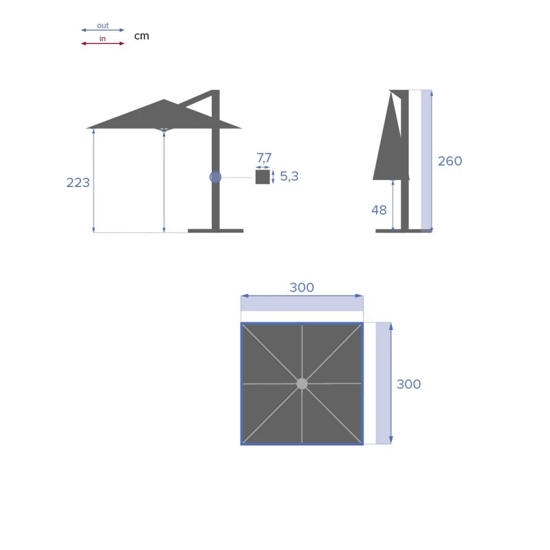 Parasol Déporté Carré Equador Ardoise Hespéride – Image 8