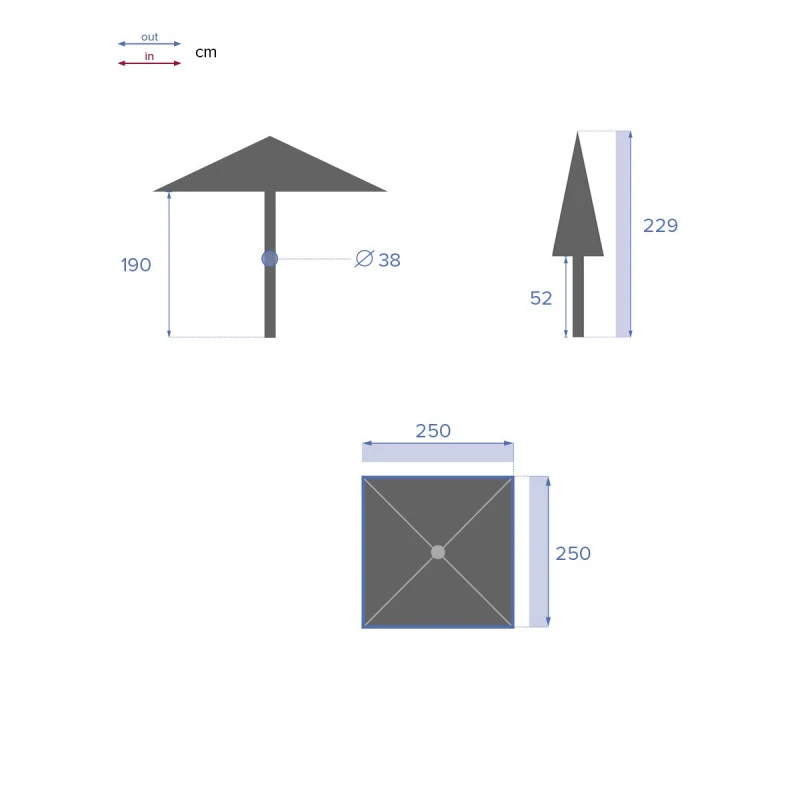 Parasol Droit Carré 2,5x2,5m Soya Jaune Moutarde Hespéride – Image 7