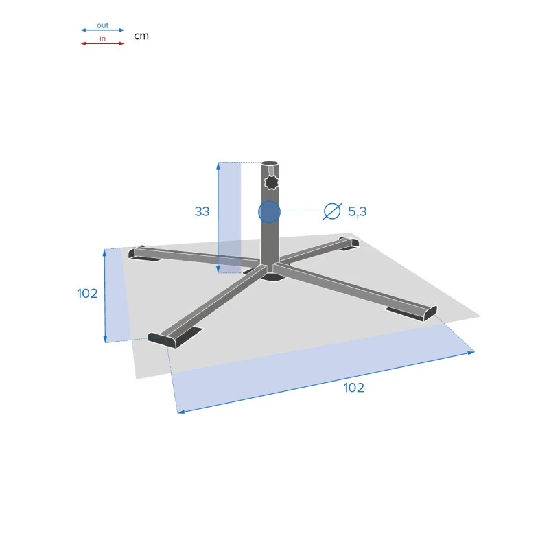 Pied De Parasol Pliant Grand Modèle Anthracite Hespéride – Image 5
