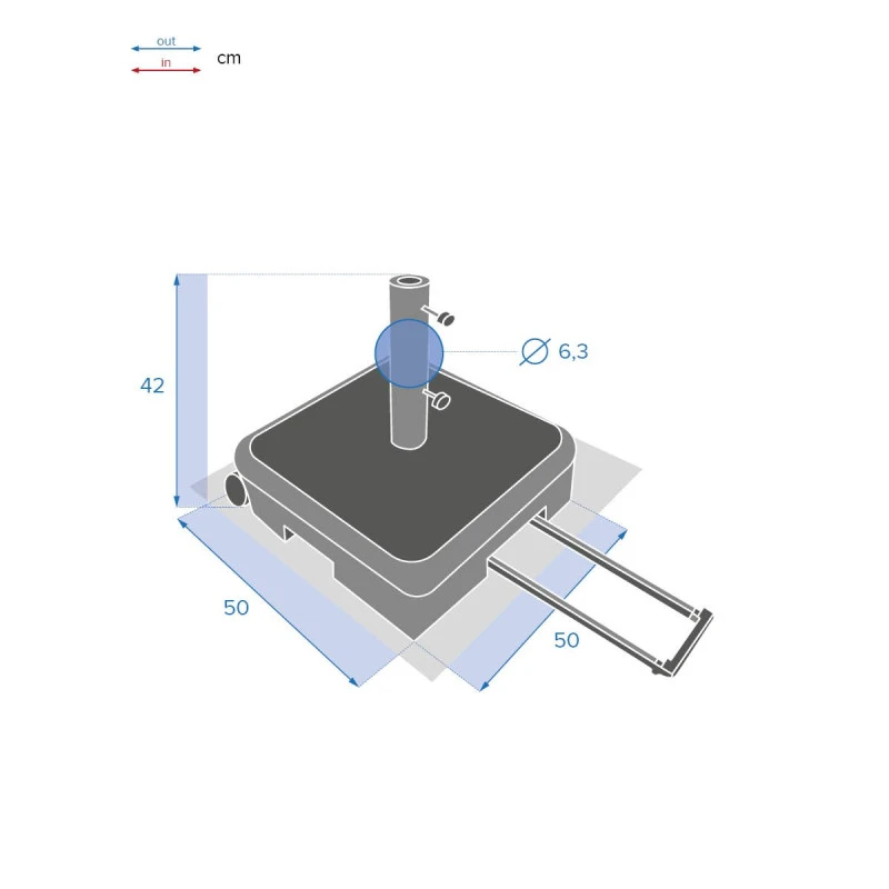 Pied De Parasol Valise à Roulettes Lostano 40kg Hespéride – Image 6