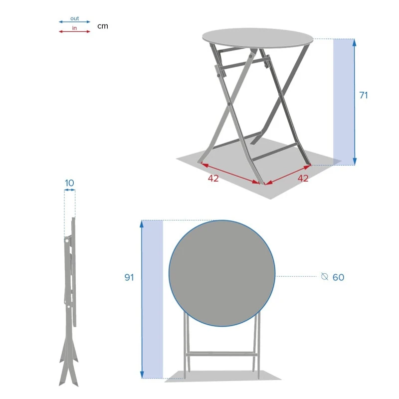 Table Ronde Pliante Greensboro 2p Bleu Pétrole Hespéride – Image 4