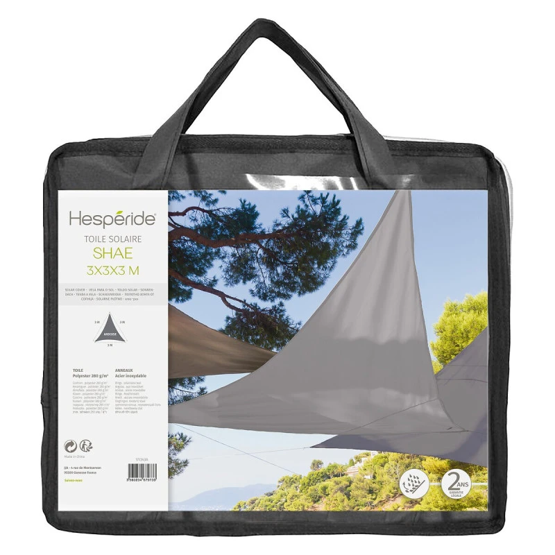 Toile Solaire 3x3x3m Shae Ardoise Hespéride – Image 3