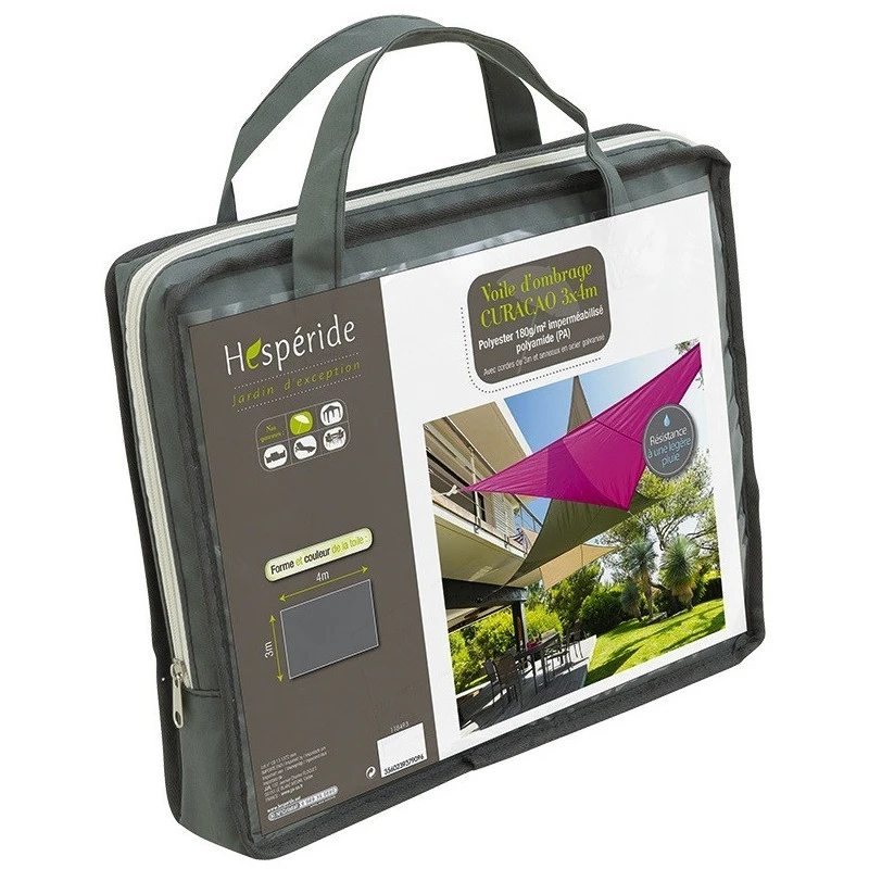 Toile Solaire 3x4m Curacao Gris Hespéride – Image 4