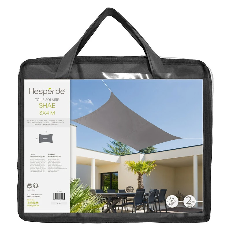 Toile Solaire 3x4m Shae Ardoise Hespéride – Image 2