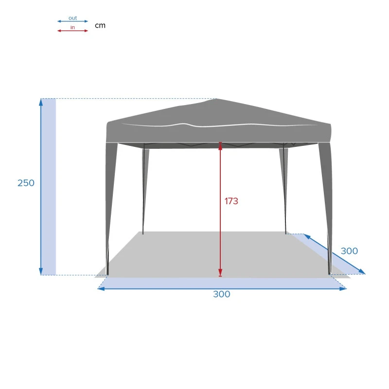 Tonnelle Pliante Carrée Hespéride 3x3m Easy Up Gris Ardoise – Image 6